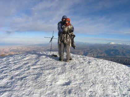 Toppen af vulkanen Chachani (6075 m) - vi blev der i ca. 5 min.