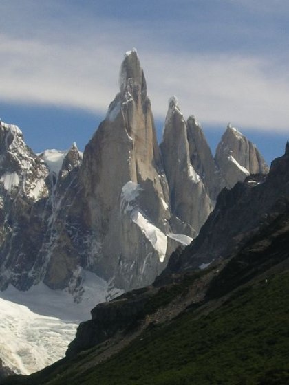 'Cerro Torre' (3110 m) er sjaeldent saa synlig, som den dag vi var der.